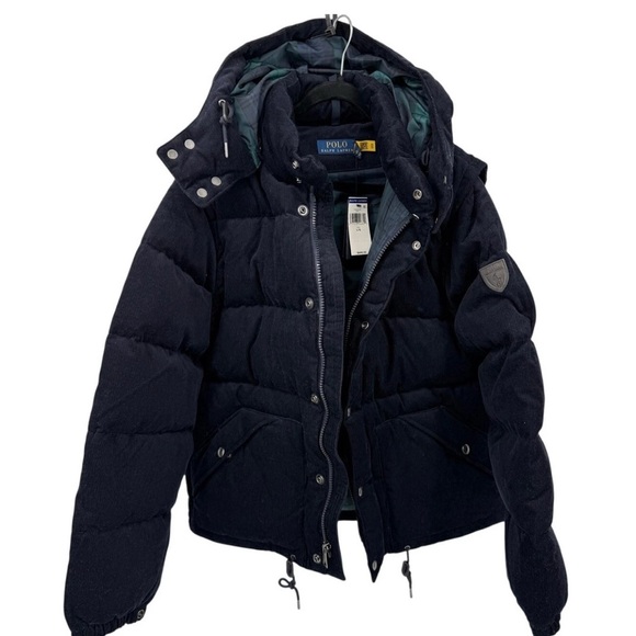 Polo Ralph Lauren 2 in1 Down Hooded Corduroy Puffer Jacket/Vest Sz M Navy - Picture 12 of 12